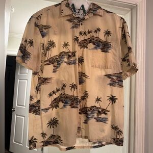 Tropical Island Print Beige Shirt